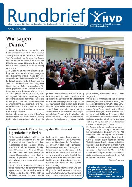 April â MAi 2013 - Humanistischer Verband Deutschlands ...