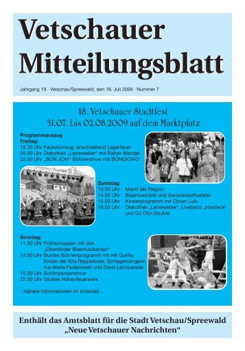 Vetschauer Mitteilungsblatt - Vetschau/Spreewald - Stadt mit Energie