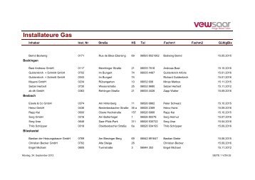 Installateure Gas - VEWSaar