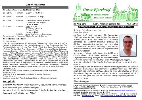 Unser Pfarrbrief - Kalare.de