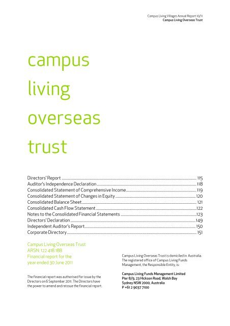 Annual Report 10/11 - Campus Living Villages