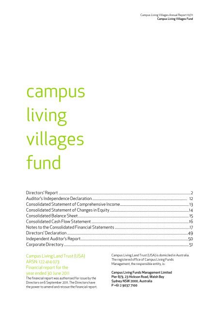 Annual Report 10/11 - Campus Living Villages