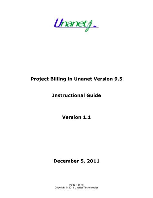 Project Billing Instructional Guide - Unanet Technologies
