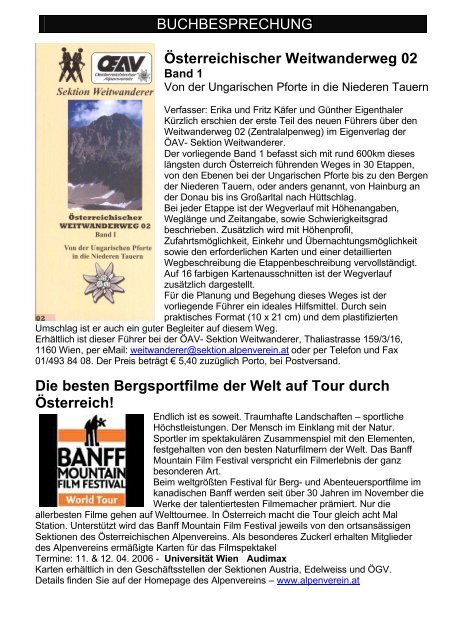 zur Zeitung... - Ãsterreichischer Alpenverein Wien