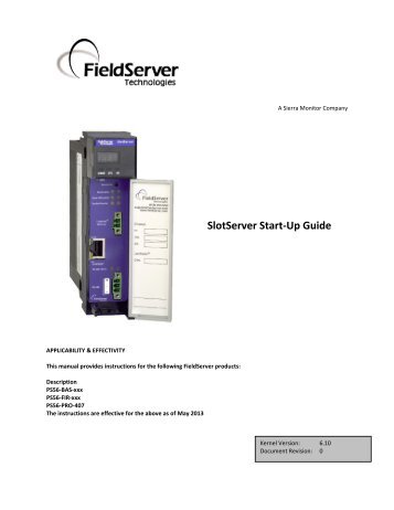 SlotServer Start-Up Guide - FieldServer Technologies