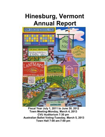 Hinesburg, Vermont Annual Report - The Town of Hinesburg