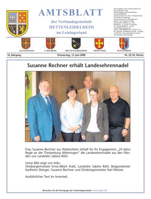 Susanne Rechner erhält Landesehrennadel - Verbandsgemeinde ...