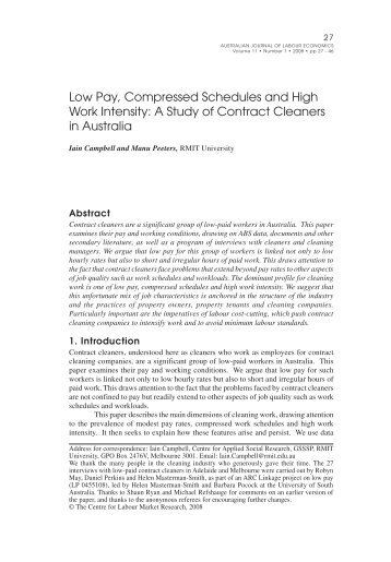 Low Pay, Compressed Schedules and High Work Intensity: A Study ...