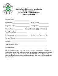 Loring Park Community Arts Center Rental Agreement For Private ...