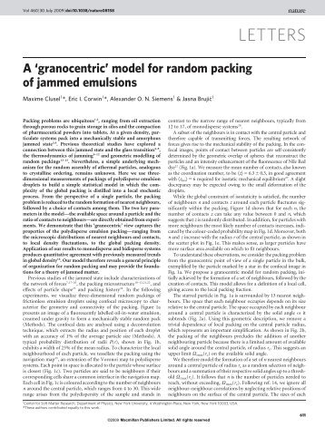 A 'granocentric' model for random packing of jammed emulsions