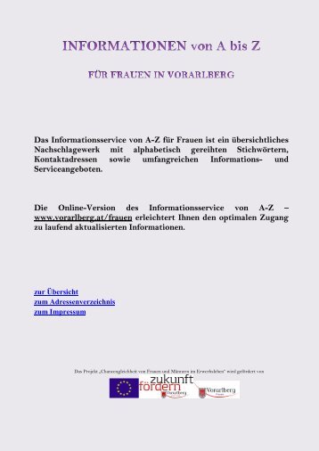 Informationen von A-Z fÃ¼r Frauen in Vorarlberg