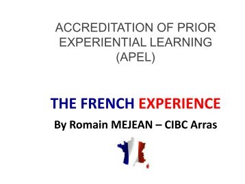 ACCREDITATION OF PRIOR EXPERIENTIAL LEARNING (APEL)