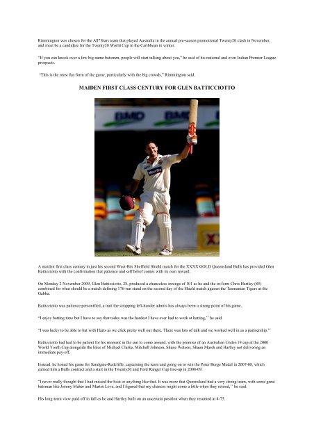 49th Annual Report for Season 2009/2010 - Queensland Cricket