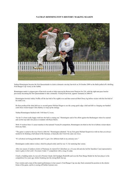 49th Annual Report for Season 2009/2010 - Queensland Cricket