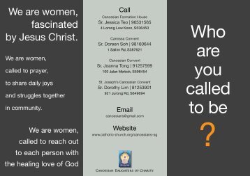 Who are you called to be - Vocation | Canossian Sisters