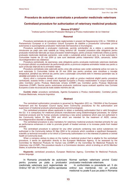 2010-1-VET.DRUG-FINAL doc - Veterinary Pharmacon - ROMEO T ...