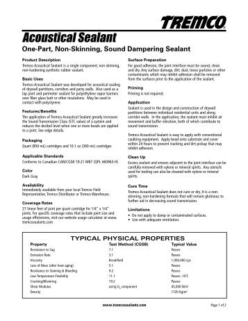 Acoustical Sealant Data Sheet - Target Building Materials