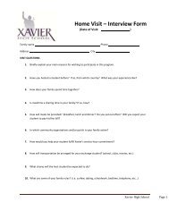 Home Visit – Interview Form - Xavier High School