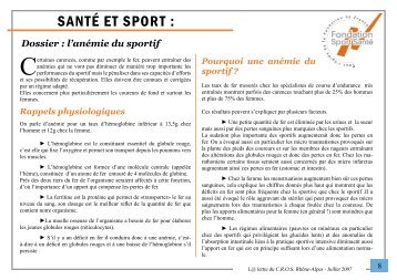 SANTÃ ET SPORT : - CROS de RhÃ´ne-Alpes