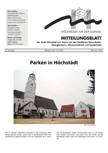 Parken in Höchstädt - Verwaltungsgemeinschaft Höchstädt ad Donau