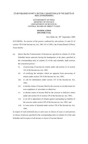 Notification - Income Tax Department