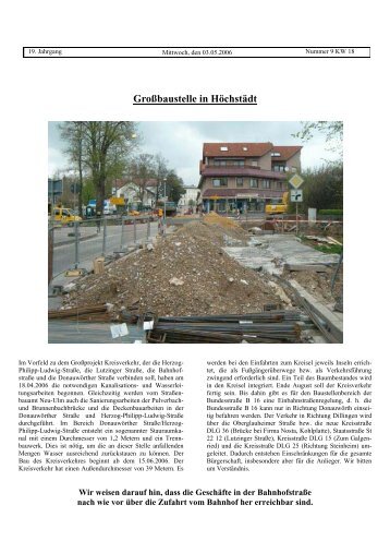 Mitteilungsblatt der Stadt Höchstädt - Verwaltungsgemeinschaft ...