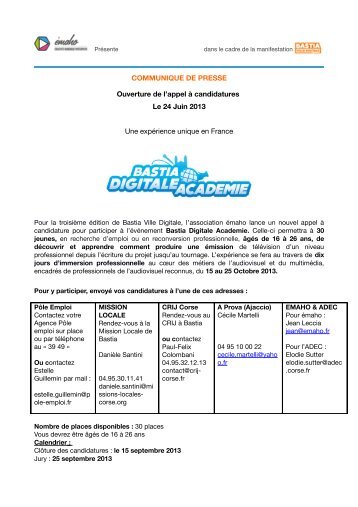 COMMUNIQUE DE PRESSE Ouverture de l'appel Ã  candidatures Le ...