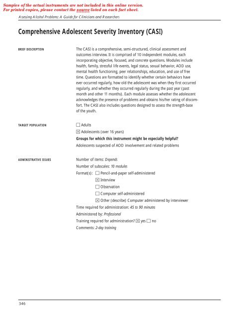 Comprehensive Adolescent Severity Inventory (CASI)