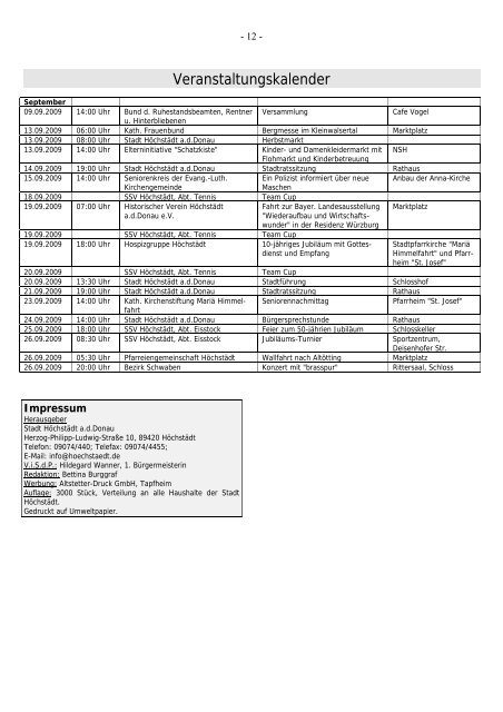 Mitteilungsblatt der Stadt Höchstädt - Verwaltungsgemeinschaft ...