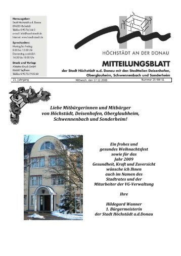 Liebe Mitbürgerinnen und Mitbürger von Höchstädt, Deisenhofen