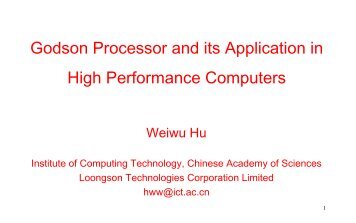 The Chinese Godson Microprocessor for HPC