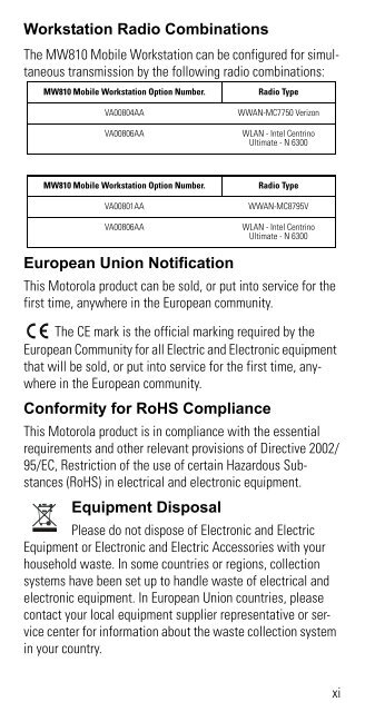 MW810 Mobile Workstation User Guide - Motorola Solutions