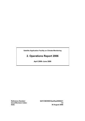 2. Operations Report 2006 - CM SAF