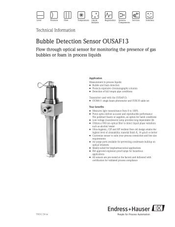 Bubble Detection Sensor OUSAF13 - Endress+Hauser