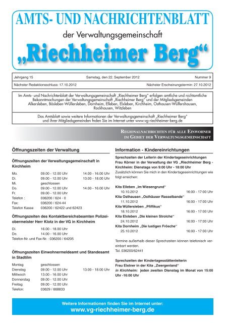 AMTS- UND NACHRICHTENBLATT - VG Riechheimer Berg