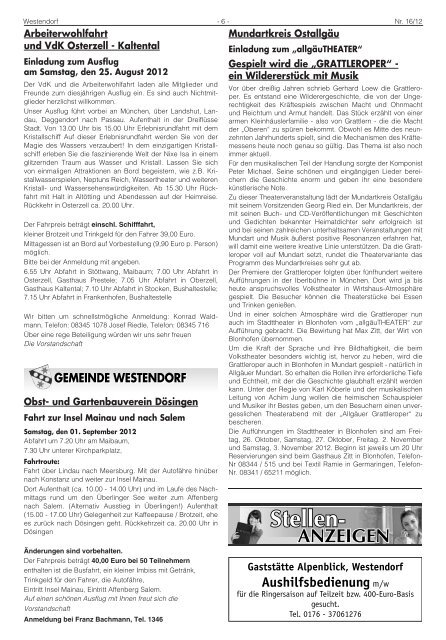 Abteilung Tischtennis 2. Preis beim Wettbewerb - VG-Westendorf
