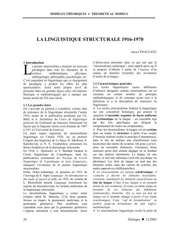 24. La linguistique structurale 1916-1970 / Structural Linguistics