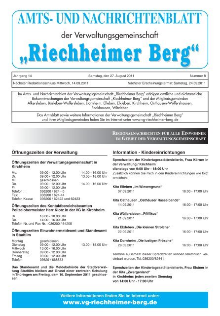 AMTS- UND NACHRICHTENBLATT - VG Riechheimer Berg