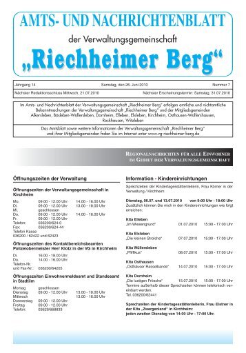 AMTS- UND NACHRICHTENBLATT - VG Riechheimer Berg