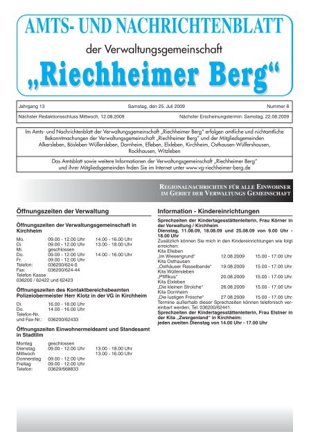 AMTS- UND NACHRICHTENBLATT - VG Riechheimer Berg