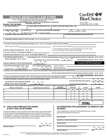 Health Benefits Claim Form