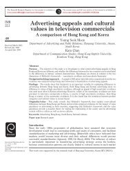 Advertising appeals and cultural values in television commercials