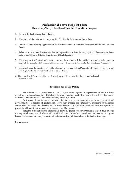 Professional Leave Request Form