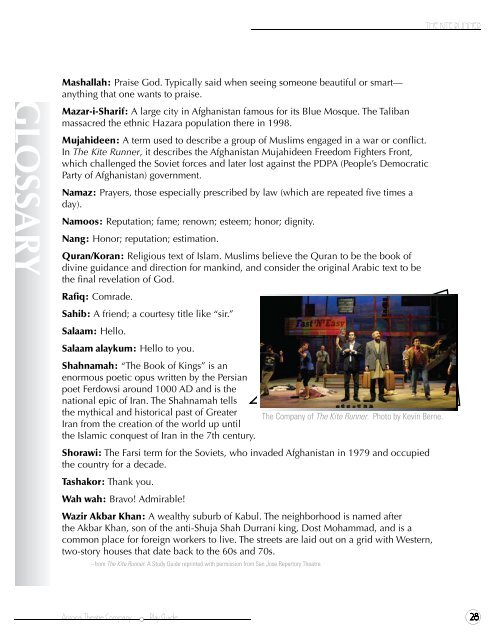 THE KITE RUNNER Arizona Theatre Company Play Guide 1