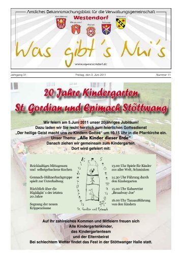 20 Jahre Kindergarten St. Gordian und Epimach Stöttwang