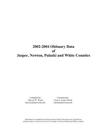 Area Obituaries 2002 - 2004 (.pdf) - Jasper County, Indiana