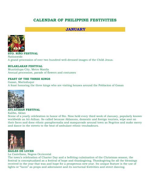 2012 Calendar Of Philippine Festivities - Philippine Retirement ...