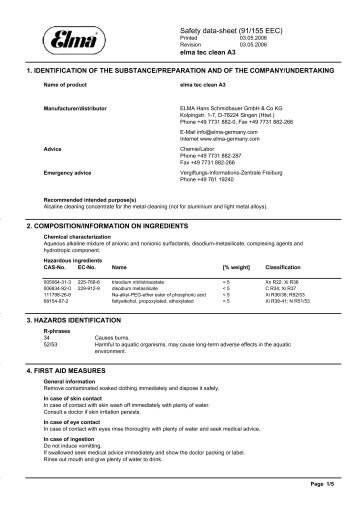 Safety data-sheet (91/155 EEC) - Edeltec