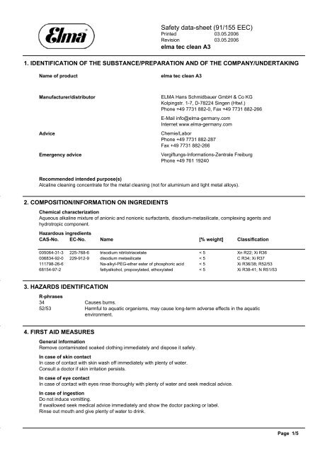 Safety data-sheet (91/155 EEC) - Edeltec