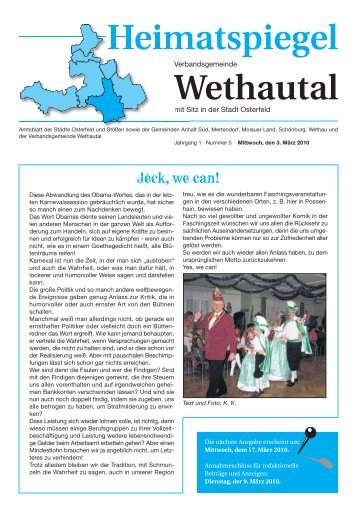 Heimatspiegel Wethautal - Verbandsgemeinde Wethautal